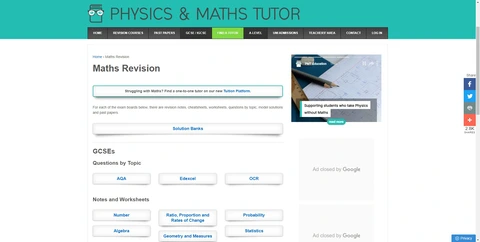 The Physics and Maths Tutor website will open in a new tab